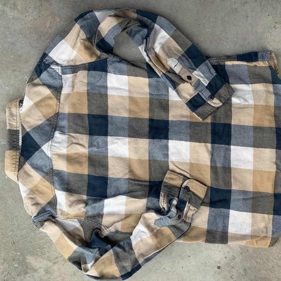 Vans Men's Blue White and Beige Plaid Flannel Long Sleeve Button Down Button up - Picture 4 of 4